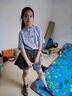 G.DUCKKIDS童裝女童套裝夏季新款時尚運動裝兒童衣服中大童夏裝T恤女孩短褲 灰色 150尺碼11~12歲【140-150cm】 曬單實拍圖