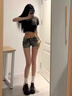 SNYDER WEAR美式復(fù)古vibe牛仔毛邊短褲女2025夏季低腰顯瘦緊身小個(gè)子包臀熱褲 藍(lán)色 S 曬單實(shí)拍圖