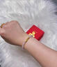 中國黃金（CHINA GOLD）小方糖黃金手鏈女足金轉運珠粉玉髓手串?huà)D女節生日禮物送女友老婆 小方糖粉玉髓手鏈 約0.3g 曬單實(shí)拍圖
