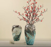 柏梵（bofan）琉璃花瓶創(chuàng  )意輕奢高檔落地大花瓶粉色系玄關(guān)客廳裝飾插花擺件 粉色琉璃大師花瓶-一對+銀柳 曬單實(shí)拍圖