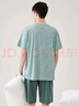 芬騰睡衣男士【100%純棉】夏季新款薄款T恤運(yùn)動(dòng)外穿家居服套裝 灰綠 XL 曬單實(shí)拍圖