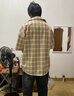 畫(huà)枕眠（HUAZHENMIAN）感套裝男生潮牌夏季格子襯衣外套痞帥穿搭三件套日系短袖襯衫 三件套黃襯衫+短袖+牛仔褲復古藍 XL 曬單實(shí)拍圖