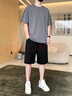 頂峰保羅（Dingfengbaoluo）冰爽短袖套裝男夏季休閑寬松舒適透氣潮流百搭GD05深灰色XL 曬單實拍圖