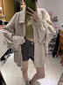 JAVC春秋季外套女學(xué)生日系原宿風(fēng)復(fù)古風(fēng)bf翻領(lǐng)工裝寬松戶外休閑夾克潮 米杏色 M 建議 95-110斤 曬單實(shí)拍圖