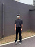 POUM彎刀微喇牛仔褲男裝美式高街痞帥拉鏈排扣夏季vibe直筒長褲子男士 WKXS- 387黑色  常規(guī) 2XL 【135-145斤】 曬單實拍圖