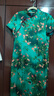 應否真絲旗袍長(cháng)款春夏新款中國風(fēng)改良日常真絲禮服裙女氣質(zhì)修身顯瘦 綠色 C-13 2XL 曬單實(shí)拍圖