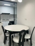 香麗華庭家用餐桌套裝現(xiàn)代簡約方圓兩用伸縮餐桌巖板餐桌椅組合吃飯桌子 黑色框架-純白巖板-鑰匙椅 1.2m 一桌四椅 曬單實拍圖