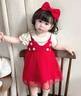 優(yōu)奇嬰兒衣服女寶寶夏季超薄短袖連體衣裙女童百天紅色喜慶周歲禮服裙 曬單實(shí)拍圖