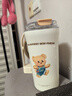 得力紐賽黃油小熊直飲316不銹鋼保溫杯便攜隨行水杯子咖啡杯520ml(奶油白) 曬單實(shí)拍圖