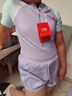 李寧（LI-NING）兒童泳衣女童拼色短袖連體平角游泳衣泳鏡泳帽泳包套裝052紫藍(lán)170 曬單實(shí)拍圖