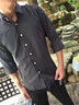 啄木鳥條紋襯衫男七分袖夏季潮流免燙商務(wù)休閑男士襯衣上衣服男裝夏裝 白色黑條 XL 曬單實(shí)拍圖