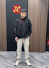 Cebrodz法國 休閑褲男國風新款國潮小熊刺繡運動束腳寬松九分褲子 HK23619淺灰色 L 曬單實拍圖