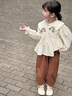 G.DUCKKIDS女童套裝春秋2025新款洋氣甜美兒童春季娃娃領(lǐng)襯衫女寶寶時(shí)髦春裝 咖色aegsmia 120 cm 曬單實(shí)拍圖