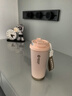 富光拾喜咖啡杯保溫杯便攜式簡(jiǎn)約316不銹鋼無(wú)縫內膽學(xué)生男女吸管隨行杯子 粉色（陶瓷覆層內膽）520ml 曬單實(shí)拍圖