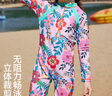 ASK JUNIOR【泡溫泉】【含泳帽】女童泳衣夏季兒童滿(mǎn)印長(cháng)袖連體式泳衣140 曬單實(shí)拍圖