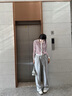 TOMMY JEANS【張元英同款】25新款秋冬女純棉條紋修身圓領(lǐng)針織開衫20976 白藏藍紅條紋0FG L 曬單實拍圖