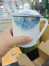 瑞玖（RUIJIU）骨瓷茶杯帶蓋大容量描金辦公杯茶杯會(huì)議杯家用禮盒送禮水杯 骨瓷描金帶蓋辦公杯450ml 曬單實(shí)拍圖