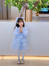 G.DUCKKIDS小黃鴨童裝艾莎公主裙女童連衣裙春秋季新款中小童長(zhǎng)袖甜美可愛裙 藍(lán)色+艾莎頭飾-aicikoo 140 適合130-140cm年齡9-10歲 曬單實(shí)拍圖