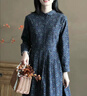 皮爾卡丹（pierre cardin）2025夏季新款復(fù)古印花娃娃領(lǐng)森系中長(zhǎng)款長(zhǎng)袖打底碎花棉麻連衣裙女 2024藏藍(lán)色2025 M 建議體重95-115斤 曬單實(shí)拍圖
