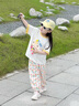 mlgt kids童裝女童套裝2025夏季新款兒童洋氣短袖T恤寶寶防蚊褲兩件套 米杏色 110 cm 【建議身高105cm左右】 曬單實(shí)拍圖