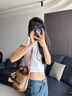 CHARLIE&KELLI CK品牌輕奢女包2025新款草編織包單肩手提水桶包包女包生日禮物 棕色 曬單實(shí)拍圖