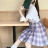唐努烏（Tang Nu wu）【8件套】少女JK制服百褶格裙襯衫校服正半身學(xué)院風(fēng)短裙子女學(xué)生 芋泥蛋糕【套裝】 S 【75-90斤】 曬單實(shí)拍圖