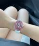 CRONUSART克洛斯水晶機械女表酒桶型全自動鏤空輕奢小眾腕表七夕禮物送女友 水晶粉 31.5mm 曬單實拍圖
