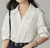 桂岐白襯衫女職業(yè)正裝短袖夏季v領(lǐng)工作服時尚設(shè)計感上衣高級垂感襯衣 白色 M （建議90-125斤） 曬單實拍圖