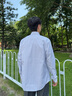TOMMY HILFIGER【免燙】25新款秋冬男裝純棉斜紋肌理休閑格紋長袖襯衫40182 藍(lán)白格紋0MT S （推薦：120-135斤） 曬單實拍圖