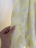 今夕何夕趙露思同款 性感睡衣女夏季雙層蕾絲印花斜肩荷葉邊吊帶冰絲睡裙 檸檬黃 L 曬單實(shí)拍圖