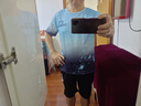 柏斐荻（BYPHYTEE）休閑套裝男士運動夏季薄款冰絲短袖短褲潮流衣服男裝一套搭配帥氣 漸變短褲套裝藍色 XXL 130-150斤 曬單實拍圖