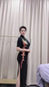 江韻南高端走秀旗袍2025新款長(zhǎng)款修身黑色高彈七彩亮片禮儀表演服 黑色 2XL 曬單實(shí)拍圖