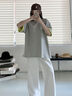 FPA潮牌美式運(yùn)動(dòng)休閑休閑百搭拼色幻影8圓領(lǐng)雙色短袖T恤男打底衫 淺灰色 S 曬單實(shí)拍圖