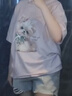 森馬（Semir）短袖t恤女中長款寬松可愛小羊印花2025夏新款狗狗印花純棉套頭衫 橡皮粉61216-可愛狗狗 XL 曬單實拍圖