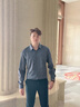 SHANSHAN杉杉男士長(zhǎng)袖襯衫2025秋含羊毛桑蠶絲無痕衣服工藝休閑襯衣外套 藍(lán)色 L 175 曬單實(shí)拍圖