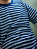 尤薩?；晟荔w能服訓練服套裝男夏季海洋藍白條紋圓領(lǐng)速干透氣體能訓練 ?；晟捞籽b【上衣+褲子】 175/92-96 曬單實(shí)拍圖