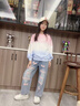 NICKYBABY女童春秋套裝兒童2025新款加絨女孩女大童時髦冬季牛仔褲洋氣冬裝 13050藍色+4827粉色【春秋款】 120 曬單實拍圖