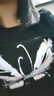真維斯（JEANSWEST）抽褶短袖t恤女裝夏季2025新款純色正肩收腰半袖甜辣修身短款上衣 黑色 淡彩蝴蝶 M 曬單實拍圖