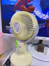 others默默愛 桌面小風(fēng)扇臺式辦公室學(xué)生上課輕音可愛小型電風(fēng)扇手持 奶油色 +復(fù)古蝴蝶結(jié)貼片 氛圍燈/三檔風(fēng)力 曬單實(shí)拍圖