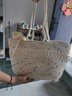 瞬子草編包包女 簡(jiǎn)約編織絲巾手拎菜籃子時(shí)尚通勤手提單肩腋下包女  草編包女【配米白色絲巾】 曬單實(shí)拍圖