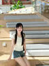 栢啟歆復(fù)古高腰韓系牛仔短褲女2025夏季新款辣妹百搭顯瘦收腰做舊熱褲 美式牛仔短褲 M （105-115斤） 曬單實(shí)拍圖