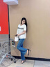 百圖betu女裝2025夏季新款牛仔褲高腰時髦氣球褲九分喇叭褲女2503T85 牛仔色 M 曬單實拍圖