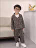 G.DUCKKIDS童裝男童套裝春秋季2025新款兒童衣服男寶寶春裝西服三件套小男孩 咖啡色 100 尺碼2~3歲【 90-100cm】 曬單實(shí)拍圖