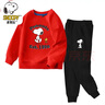 史努比 SNOOPY童裝兒童套裝春秋純棉男女童衛(wèi)衣兩件套寶寶運(yùn)動(dòng)褲潮款 紅色衛(wèi)衣/灰褲-1950 150 曬單實(shí)拍圖