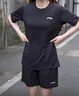 李寧運動套裝女士夏季短袖短褲跑步速干衣冰絲t恤健身訓(xùn)練瑜伽服薄款 曬單實拍圖