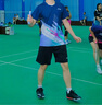 李寧T恤短褲套裝男女同款速干涼爽比賽服AATT021 深航艦藍(lán)-1 M 曬單實拍圖