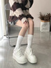 麓格立松糕厚底小白鞋女2025年春季新款板鞋小個(gè)子增高6cm百搭休閑鞋子 厚底小白鞋 36 曬單實(shí)拍圖