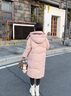 鴨鴨羽絨服女中長款2025年冬季新款時尚休閑加厚連帽韓版撞色百搭外套 粉色 M (建議100-120斤) 曬單實拍圖