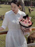 ELLE白色高級(jí)感鏤空系帶連衣裙女2024夏裝新款小個(gè)子中袖純棉裙子 白色 M 曬單實(shí)拍圖