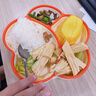 COOKSS 寶寶餐盤硅膠嬰兒學(xué)吃飯分格兒童餐具輔食碗餐盤帶吸盤 雙拼橙 曬單實(shí)拍圖